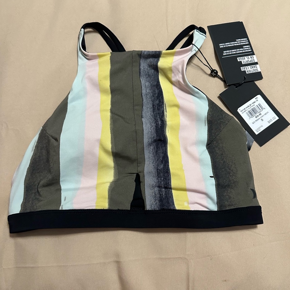 Striped Multicolor Sports Swim Top